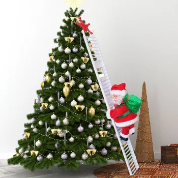 Vianočné Dekorácie Elektrické Santa Claus Vyliezť Rebríkom Visí Ozdoby Pohybujúce Sa Vyliezť Rebríkom Santa Festival Party Dodávky