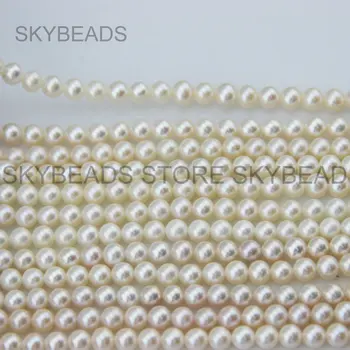 Vysoká Kvalita Vysoký Lesk AAAA Triedy 6 mm Prírodná Biela Sladkovodné Perly Korálky pre Svadobné Svadobné Šperky Robiť