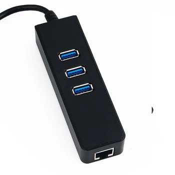 USB 3.1 Typu C, USB-C 3 Porty USB 3.0 Hub s RJ45 LAN Karta Gigabit Ethernet Adaptér Konektor Kábla