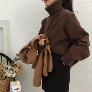 2020 Ženy Sveter jeseň a v zime kórejský elegantný štýl základné turtleneck svetre dámske svetre a pulóvre C614