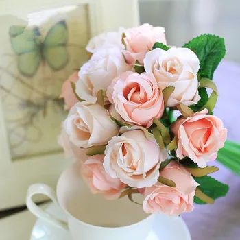 12 hláv/zväzok Umelé Ruže Kvet nevesta Kytice Nevesty Svadobné dekoratívne kvety pre Domáce Dekorácie Strana navrhne Flores