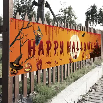 Šťastný Halloween Krvavé Bat Tekvica Ghost Tlač Strany Pozadie Zavesenie Zástavy Polyester Materiál Tekvica/Ghost/Bat Tlač