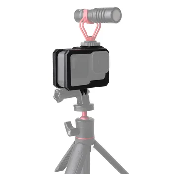 Pre GoPro 9 Klietka Ochranný Rám, Bývanie Cold Shoe Mount ABS pre GoPro Hero 9 Black Akcia Fotoaparát, Mikrofón Svetlá Rozšírenie