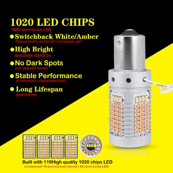 Č Hyper Flash BAU15S LED Canbus 7507 PY21W Switchback Biela/Žltá LED Žiarovky Pre Denné svietenie/Otočte Signálne Svetlá 12V