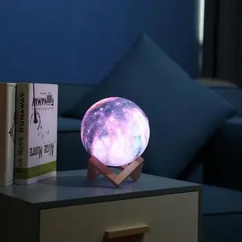 3D Tlač Mesiac Lampa Galaxy luny Deti Nočné Svetlo 16 Zmena Farby Dotyk a Diaľkové Ovládanie Galaxy Svetlo ako Dary