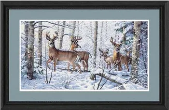 Kvalitné Krásne Počíta Cross Stitch Súpravy, Lesné Zimné Plachých Zvierat v Snehu Horská dim 35130