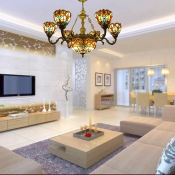 6 jednoduchý dvojitý leaf obývacia izba osobnosti svetlo luxusný luster Tiffany moderné Nordic spálňa svetlo sklenené dekorácie