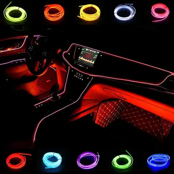 5M Neon El Drôt 12 Volt LED studená svietidlo Pružné lano lampa Auto svietidlo vhodné na svadobné auto dekorácie (červená)