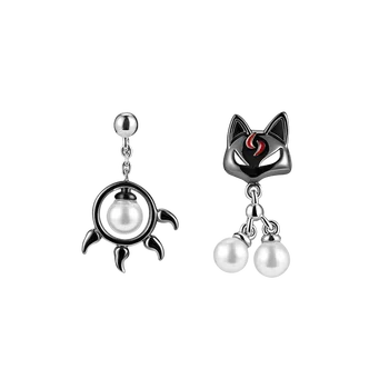 Dyje 925 Sterling Silver Náušnice Roztomilý Black Cat & Packa Stud Náušnice Japonský Štýl Pre Ženy Striebro Ucho Módne Jemné Šperky