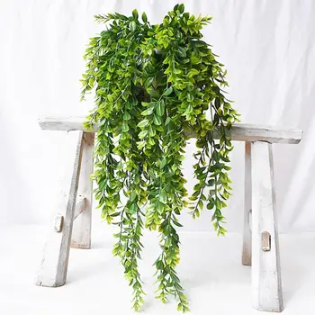 Populárne Domova Zelená Rastlina Brečtan Leaf Umelý Kvet Plastové Garland Viniča