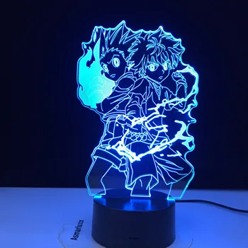 Gon a Killua Obrázok 3d Nočné Svetlo Anime Hunter X Hunter Nočného pre Dieťa Spálňa Decor Osvetlenie Dieťa Darček HxH Lampy, Nočné