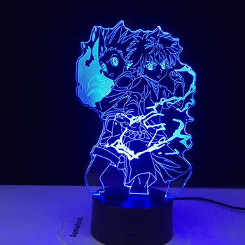 Gon a Killua Obrázok 3d Nočné Svetlo Anime Hunter X Hunter Nočného pre Dieťa Spálňa Decor Osvetlenie Dieťa Darček HxH Lampy, Nočné