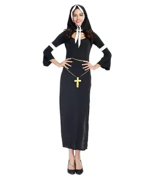 Móda Deguisement Adultes Sexy Mníšky Kostým Pre Ženy Cosplay Freira Halloween Sexy Úlohu Hrať Kostýmy Katolíckej Oblečenie CE360