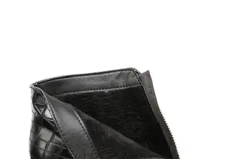 Predný zips čierne Kožené Krátke Topánky, dámske Fashion Vysoké podpätky, Topánky žena Nepremokavé Platformu Vysokým Podpätkom Botičky p388
