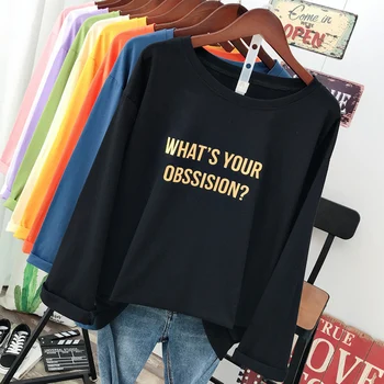 DONAMOL Plus Veľkosť módne Bežné Žien T-Shirt voľné Pulóver s dlhým rukávom bavlna, tlač List Unisex Milovníkov čaj&Topy
