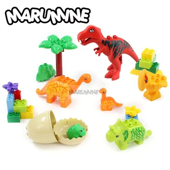 Marumine 6PCS Duplo Bloky Dinosaura Zvieracích Postáv Hračky Tyrannosaurus Rex Pterosaur Dlhým Hrdlom Dragon Model Kit pre Deti