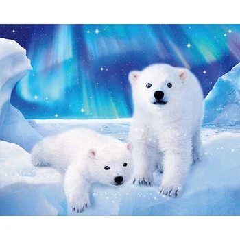 Home Decor DIY 5D Diamond Výšivky Polar bear Cross Stitch Nastaviť Abstraktnú olejomaľbu Živice Hobby Plavidlá