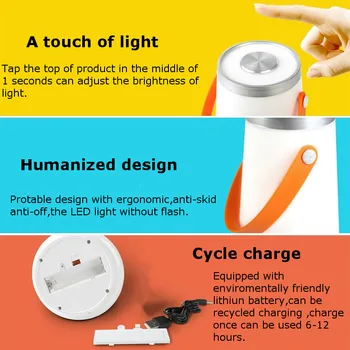 Smuxi Nabíjateľná Stmievateľné USB LED Turistika Kempovanie Svietidla, Nočné Svetlo, Spálne, Stolové Lampy, Vonkajší Teplom Svetlá Dotykový Spínač