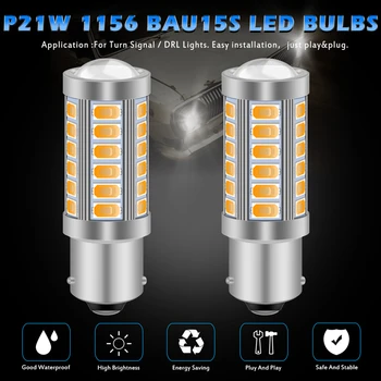 2 ks 1156 BAU15S PY21W 7507 LED Žiarovky Pre Autá Zase Signálne Svetlá Žltá/Oranžová Osvetlenie Biela Červená Modrá 5630 5730 33SMD