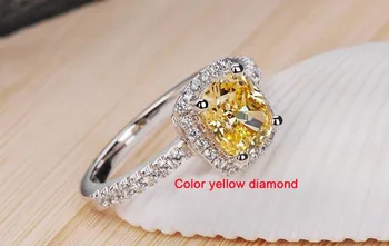 YANHUI Luxusné 3ct Topaz Krúžok Striebro 925 Šperky snubný Prsteň Obdĺžnik Žltá Cubiz Zirconia Prstene pre Ženy Darček Šperky Krúžok