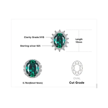 JewelryPalace Diana Simulované Emerald Stud Náušnice 925 Sterling Silver Šperky Pre Ženy Kórejský Earings Módne Šperky 2021
