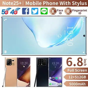 Globálna Verzia Galax Note25+ Mobilný Telefón Snapdragon 865 Android 10.0 12 GB 512 gb diskom 5000mAh Odtlačkov prstov Odomknúť Inteligentný Mobil s WiFi