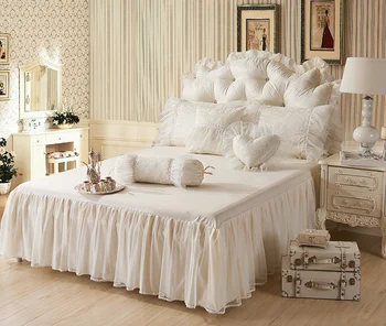 Luxusné svadobné posteľná bielizeň nastaviť fialová červená béžová čipiek, bavlny žakárové posteľná bielizeň sady plné kráľovná king size bedskirt perinu nastaviť