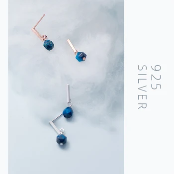 Modian 925 Sterling Silver Blue Crystal Design Drop Náušnice pre Ženy Visieť Earing Módy Klasické Vyhlásenie Šperky