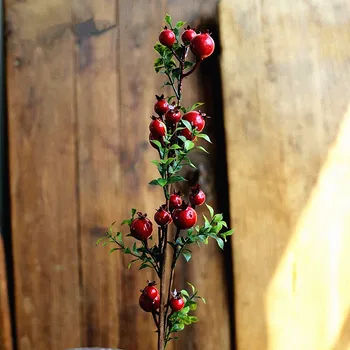 73cm Umelé Realistické granátové jablko Strom Pobočka Red Mini Plastové granátové jablko Ovocie Svadobné Domov Hotel Office Shop Dekor Rastliny