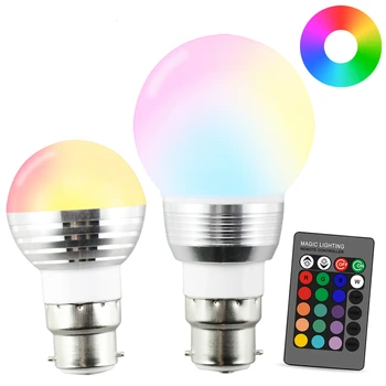 Dovolenka Stmievateľné Fáze Svetlo LED Nočné Svetlo Lampy 24key IR Diaľkové Ovládanie B22 16 Color Magic 110V 220V