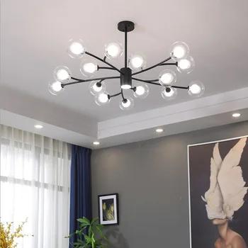 Nordic Luster Svetlá Pre Obývacej izby, spálne, Jedálne, Luxusné Sklenené Tienidlo Minimalistický LED Luster Osvetlenie