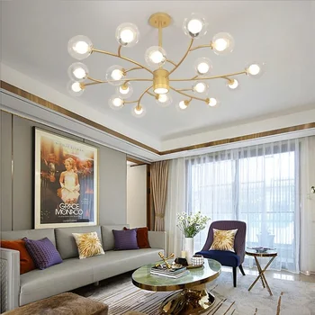 Nordic Luster Svetlá Pre Obývacej izby, spálne, Jedálne, Luxusné Sklenené Tienidlo Minimalistický LED Luster Osvetlenie