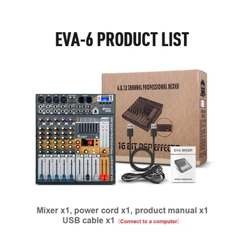 Debra Audio Čistý zvuk!Pro EVA-6 6Channels Audio Mixer dj consoler s 48V Phantom Power USB Bluetooth pre Nahrávanie Fáze
