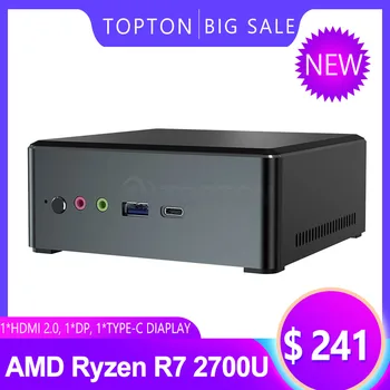 TOPTON Najnovšie Príchodu Mini Pc AMD Ryzen 7 2700 Quad Core Vega 10 Obrázok 2*DDR4 M. 2 NVME Herný Počítač Vyhrať 10 ako hdmi2.0 DP USB-C