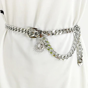 Strieborné reťaze pás slnko kovové pásy pre ženy 2020 gotický ketting riem cinturon mujer šperky zlaté ceinture femme opasok