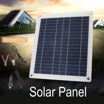 25W Solárny Panel Bunky Solárne Články Polykryštalických Dual USB 5V &DC12-18V Solárna Nabíjačka s Auto Nabíjačkou Batérie Klip Pre Vonkajšie