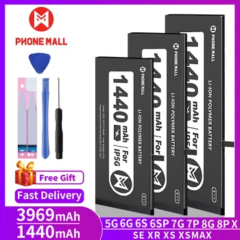 PHONEMALL AAAAA 0 cyklus 6 6S 5G 5S 7 8 Plus X Xs Max Xr 6Plus Originálne veľkoobjemový Bateria Nahradenie Batterie Pre iPhone 6S