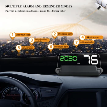 OBD HUD Zrkadlo C500 Auto Head up Displej Digitálny Rýchlomer Projektor Bezpečnostný Alarm Vody Temp RPM prekročenia rýchlosti Volt PK GPS T900