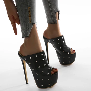 17cmHeel Papuče Plus Veľkosť 42 Dámske Sandále Platformy Topánky Nit Típat Prst Výška Podpätky Sandále Módne Sandalias De Tacon Mujer