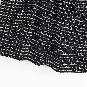 Na jeseň roku 2019 Nové Retro Voľný čas Baitie tvaru Single-row Tlačidlo Temperament Malé Vôňa Vrecku Textúra vesta Minisukňu