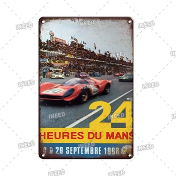 Vo Francúzsku Le Mans 24-Hodinové Vytrvalostné Preteky Kovové Plagát Vintage 24 Heures Du Mans Kovov Cín Znakom Osobnosti Registrujte Sa Cestné Dekor Dosky