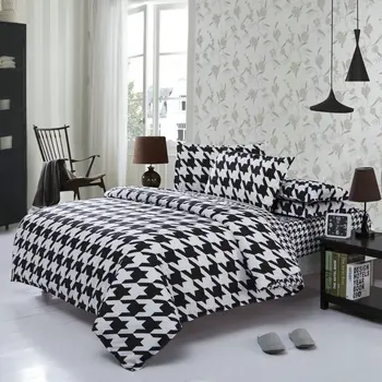 Klasická čierna a biela bavlnená posteľná bielizeň nastaviť bytový textil posteľná bielizeň Perinu Obliečky ,Twin/Full/Queen/King Size