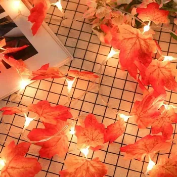 CARPRIE LED Pásu 6M 40LED Osvetlené Jeseň Jeseň Tekvica Javorové Listy Garland Vodotesný Pre Festival Strom Svadobné Domov Deco #45