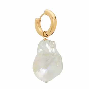 Jednoduché klasické prírodné perlový prívesok náušnice Barokový sladkovodné perly Darčeky pre dievčatá aretes de mujer nehrdzavejúcej ocele obruče