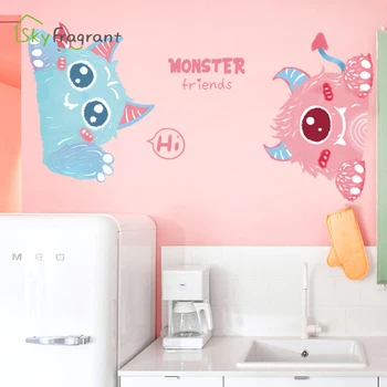 Spoločnosť Monster chlapci spálňa pozadí na stenu-nálepky domova detská izba dekorácie vchod, obývacia izba nálepky samolepiace