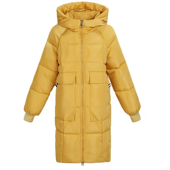 Dole bavlnená Bunda dámske dlhé 2020 Zimné Bundy kabát Nový kórejský voľné Chlieb potiahnuté Bavlna Bundy s Kapucňou Vetrovka Kabát