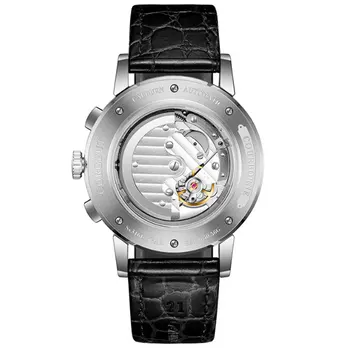 Horúce Samostatne Vinutia CORGEUT pánske Náramkové hodinky 42mm Biela Dial Hnedý Pásik Dátum Týždni, Indikátor Leštené Prípade Automatické Hodinky 6 Modelov