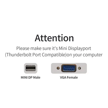 PCER portu Mini DisplayPort do Adaptéra VGA Thunderbolt 2 Converter Kábel DP pre MacBook Air 13 Povrchu Pro 4 Mini DP VGA konvertor