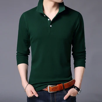 2021 Nové Módne Značky Polo Tričko pánske Bavlna, Dlhý Rukáv Slim Fit kórejský Chlapci Priateľ Dar Poloshirt Bežné Oblečenie pre Mužov