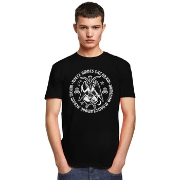 Muž Zdravas Satan Baphomet S Satanic Prechádza Tee Tričko Krátkym Rukávom Bavlna Tričko Bežné Gotický Démon, Diabol T-shirt Top Oblečenie